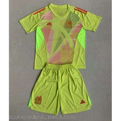 Camisa de Futebol México Goleiro Equipamento Principal Infantil Copa America 2024 Manga Curta (+ Calças curtas)